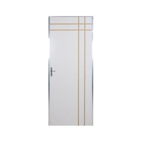 Kit Porta de Madeira Decorada 212x75cm com Batente de Aluminio 3,6cm Mantiqueira MGM Branca