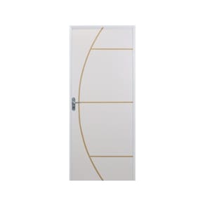 Kit Porta de Madeira Decorada 212x65cm com Batente de Aluminio 3,6cm Gáucha MGM Branca