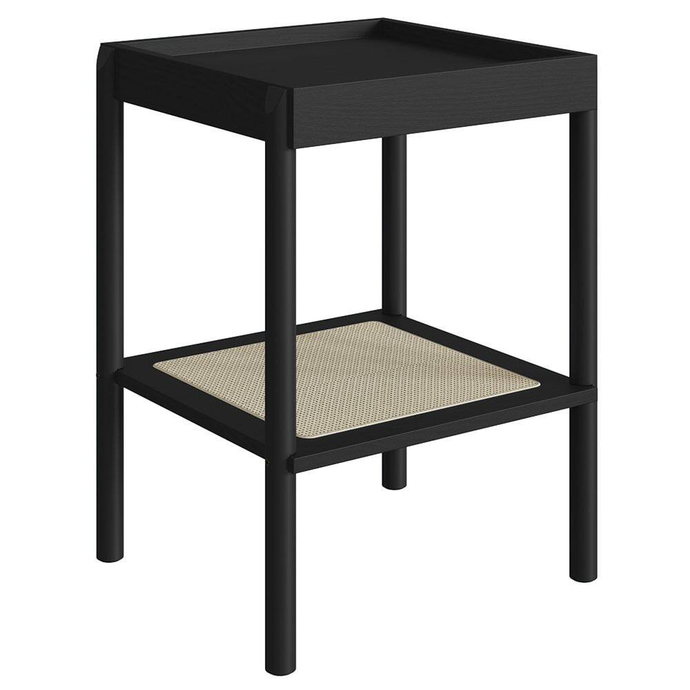 Mesa Lateral Com Prateleira Pés Madeira Arlo A10 Nero/Preto - Mpozenato