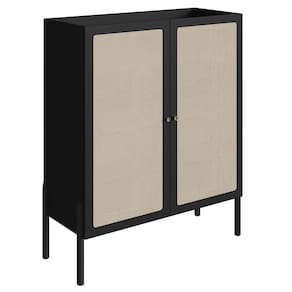 Armário Aparador Bar 2 Portas Pés Madeira Arlo A10 Nero/Preto - Mpozenato
