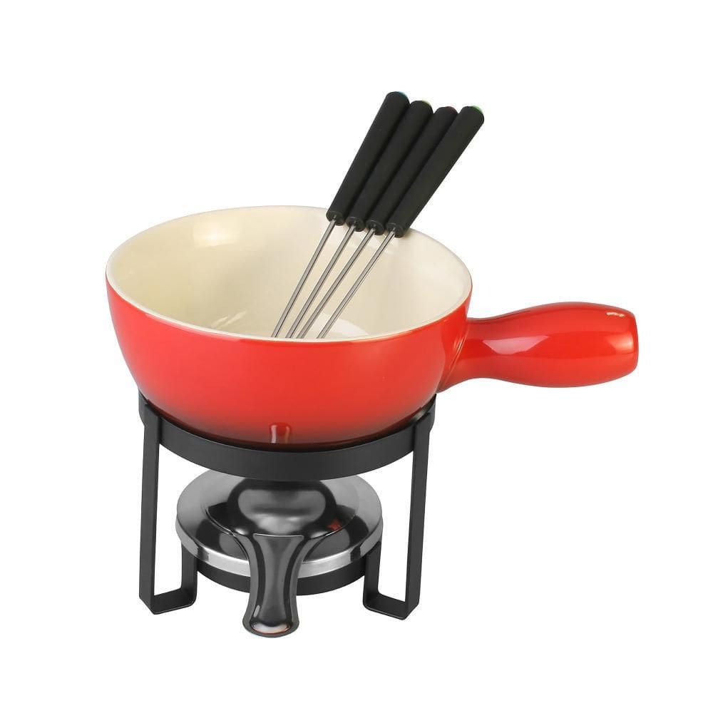 Fondue para Queijo em Ferro Vermelho de 8 Peças - Lyor