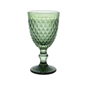 6 Taças para Água Bico de Abacaxi de Vidro Verde 325ml - Lyor