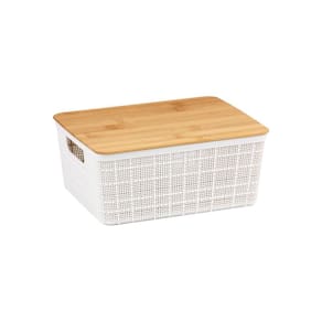 Caixa Organizadora Com Tampa De Bambu 24x10 - Oikos