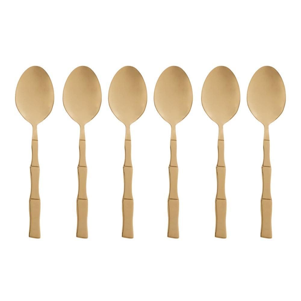 Kit 6 Colheres para Mesa de Aço Inox Bambu Elegant Champanhe