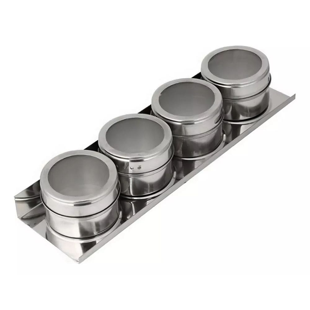 Porta Condimento De Inox Magnético 4 Porta Temperos Suporte