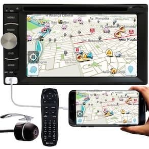 DVD Player Automotivo 2 Din E-Tech Universal Tela 6.2" Espelhamento Bluetooth USB Rádio + Câmera de Ré