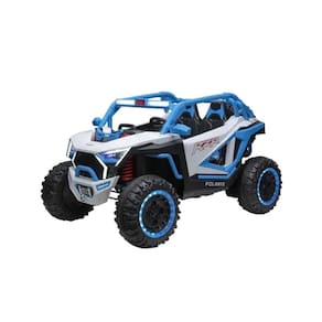 Carro Elétrico Infantil Jipe Off Road 4X4 Utv Compacto Azul Com Controle Remoto