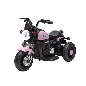 Moto Elétrica Infantil 6V Harley Triciclo Rosa Farol De Led E Sons Com Música E Buzina