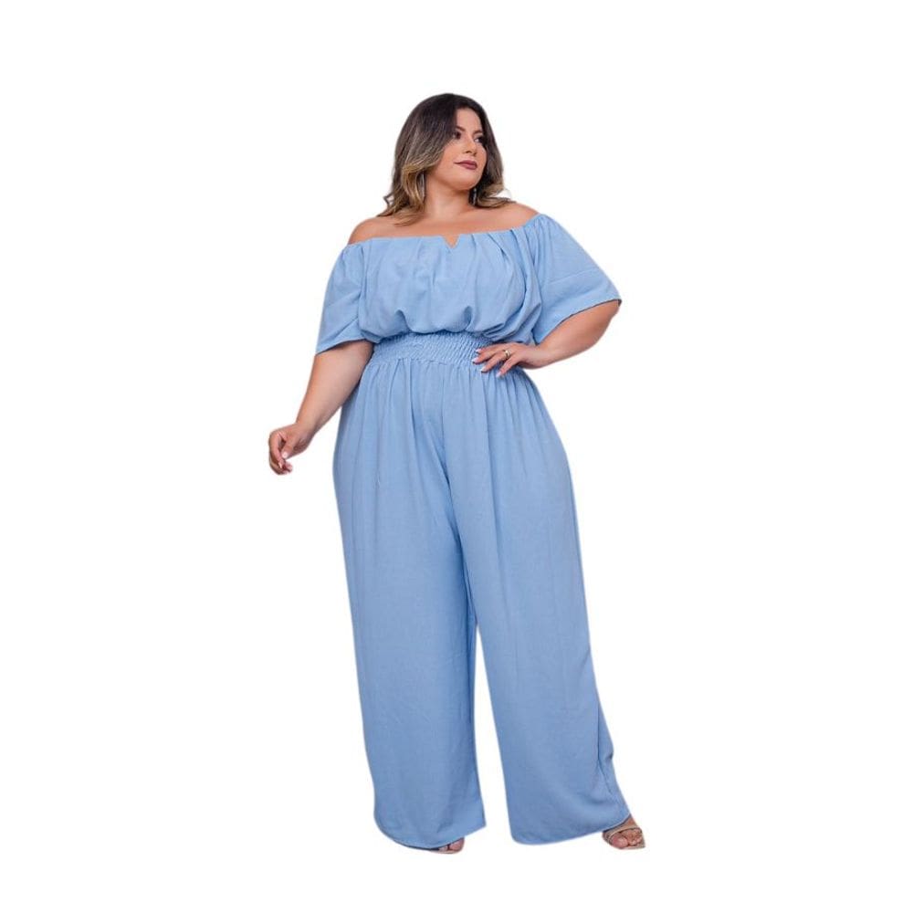 Macacão Plus Size Feminino Ciganinha Pantalona 0580