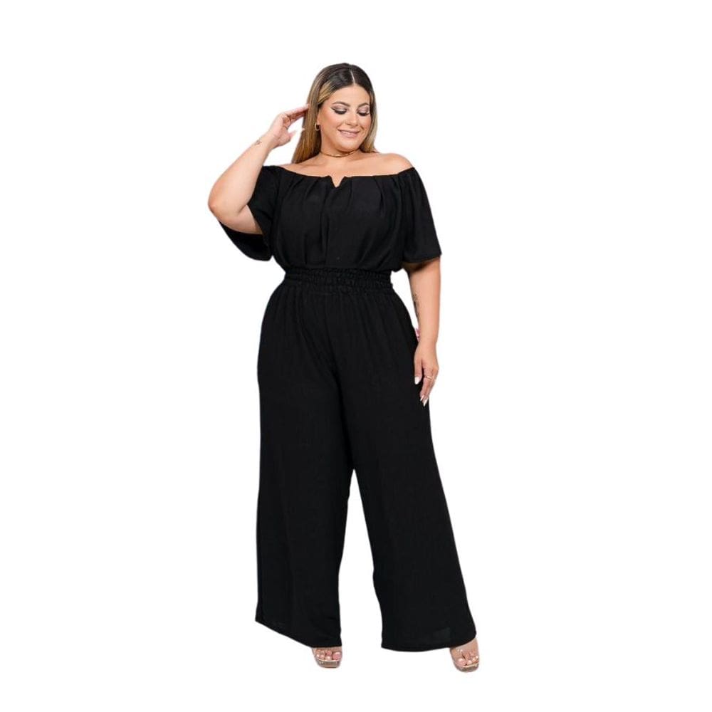 Macacão Plus Size Feminino Ciganinha Pantalona 0580