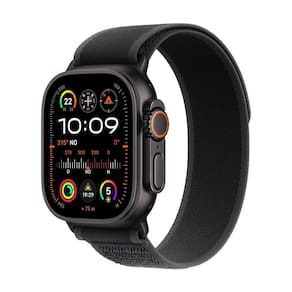 Apple Watch Ultra 2 GPS + Cellular • Caixa preta de titânio de 49 mm • Pulseira loop Trail preta – M/G