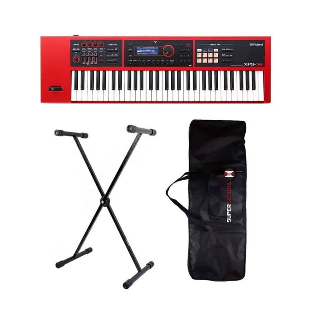 Teclado Sintetizador Roland Profissional XPS-30 Vermelho - 61 Teclas + Suporte Em X + Capa