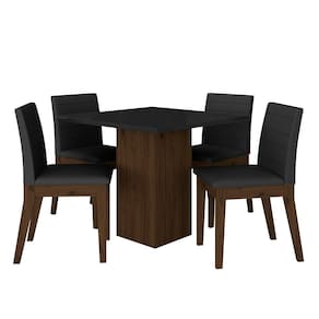 Mesa De Jantar Quadrada Com 4 Cadeiras Moscou Imbuia/preto/preto - M.a