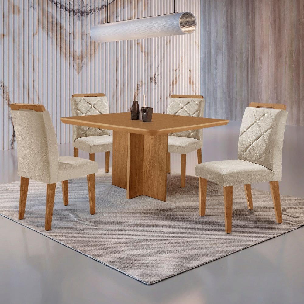 Mesa Olimpia 90 MDF canto copo e com 4 Cadeiras Melissa