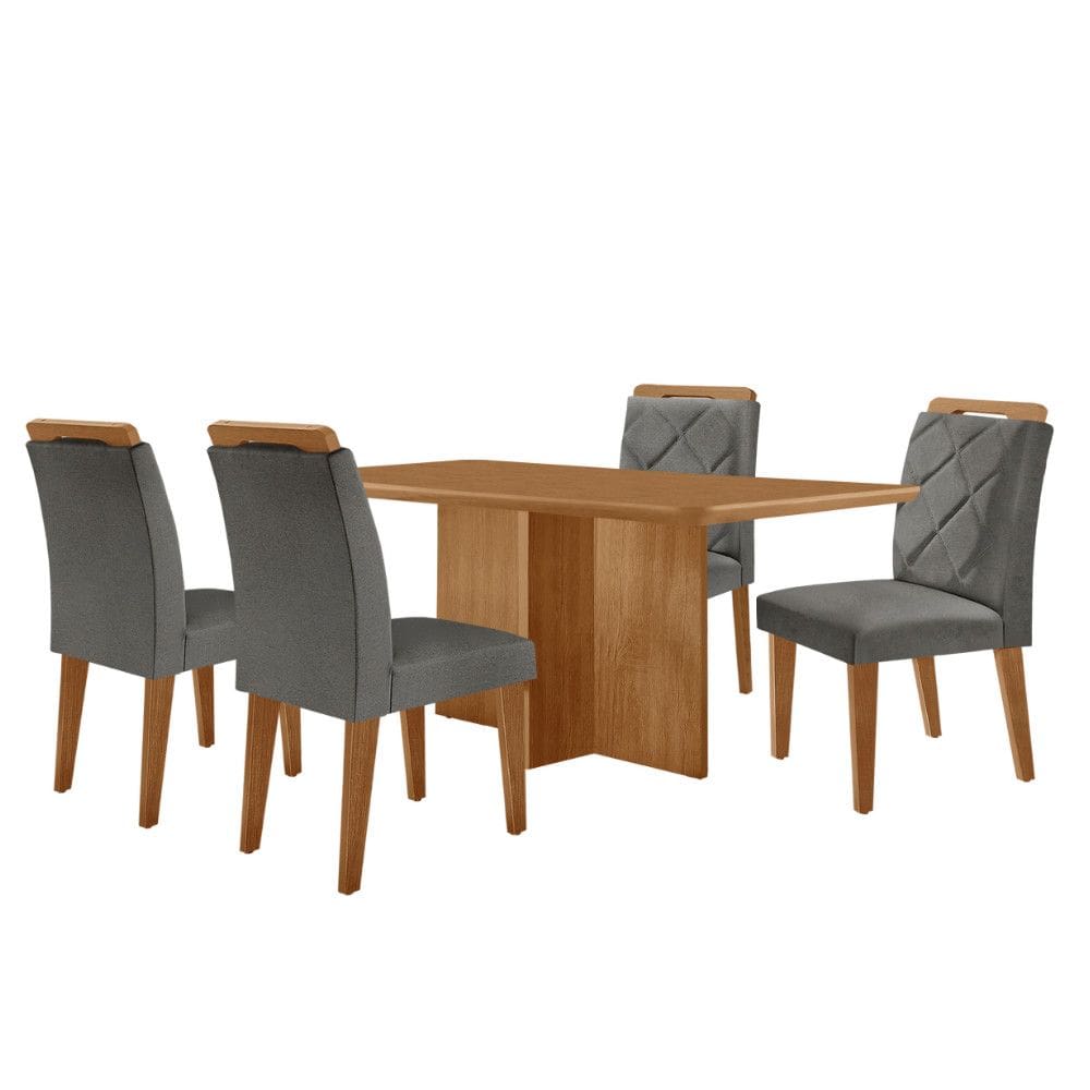 Mesa Olimpia 120 MDF canto copo e com 4 Cadeiras Melissa