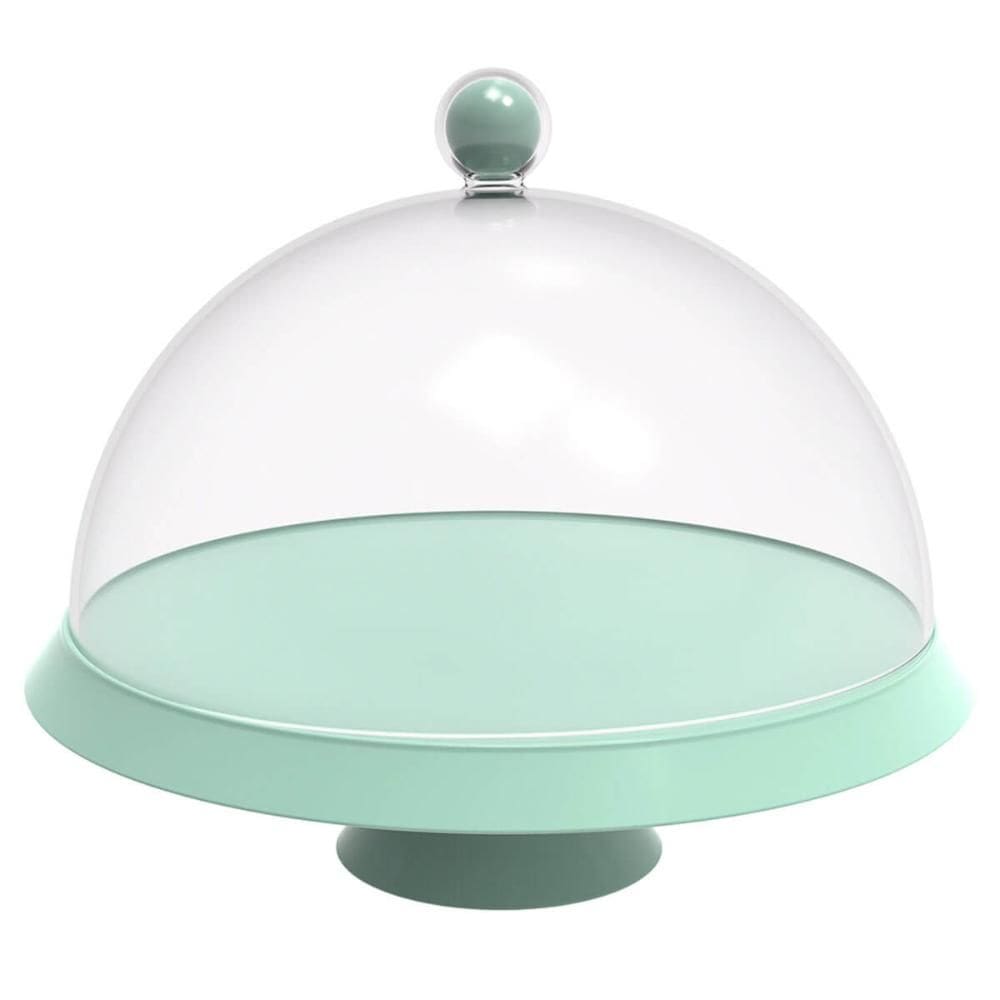 Porta Bolo com Cúpula e Pé 30cm Verde Menta Bubble Crippa Boleira Tortas Doces