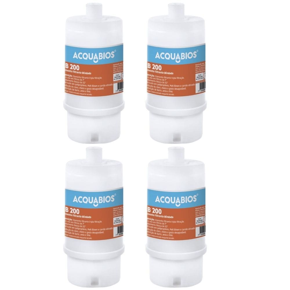 KIT 04 UN Refil De Reposição AB200 Acquabios POU 7 Aplicavel ACQUA 200