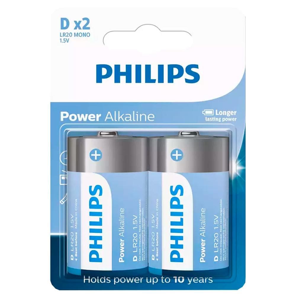 2 Pilhas Alcalinas D Philips [F108]