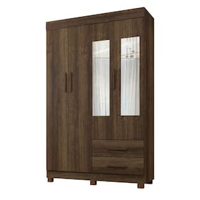 Guarda Roupa Solteiro 4 Portas 2 Gavetas Com Espelho Copacabana New Benetil Móveis Imbuia