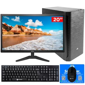 Computador Core i3-2120, 4GB, SSD 120GB, GT-H61 Slot M2, Rede Gigabit, 30BK, Monitor de 20``, Teclado e Mouse, Windows