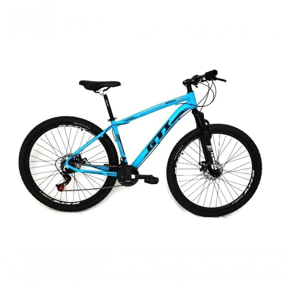 Bicicleta Aro 29 Gti 21v Câmbio Importado Azul Adesivo Preto
