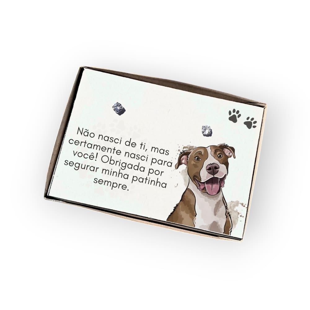 Brinco ponto de luz de aço + Caixa presente Mãe de Pitbull