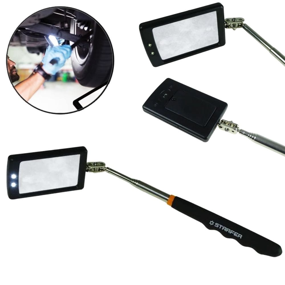 Espelho de Inspeção Telescópico com LED 280 a 870 mm Ferramenta para Visualização em Locais de Difícil Acesso - Starfer