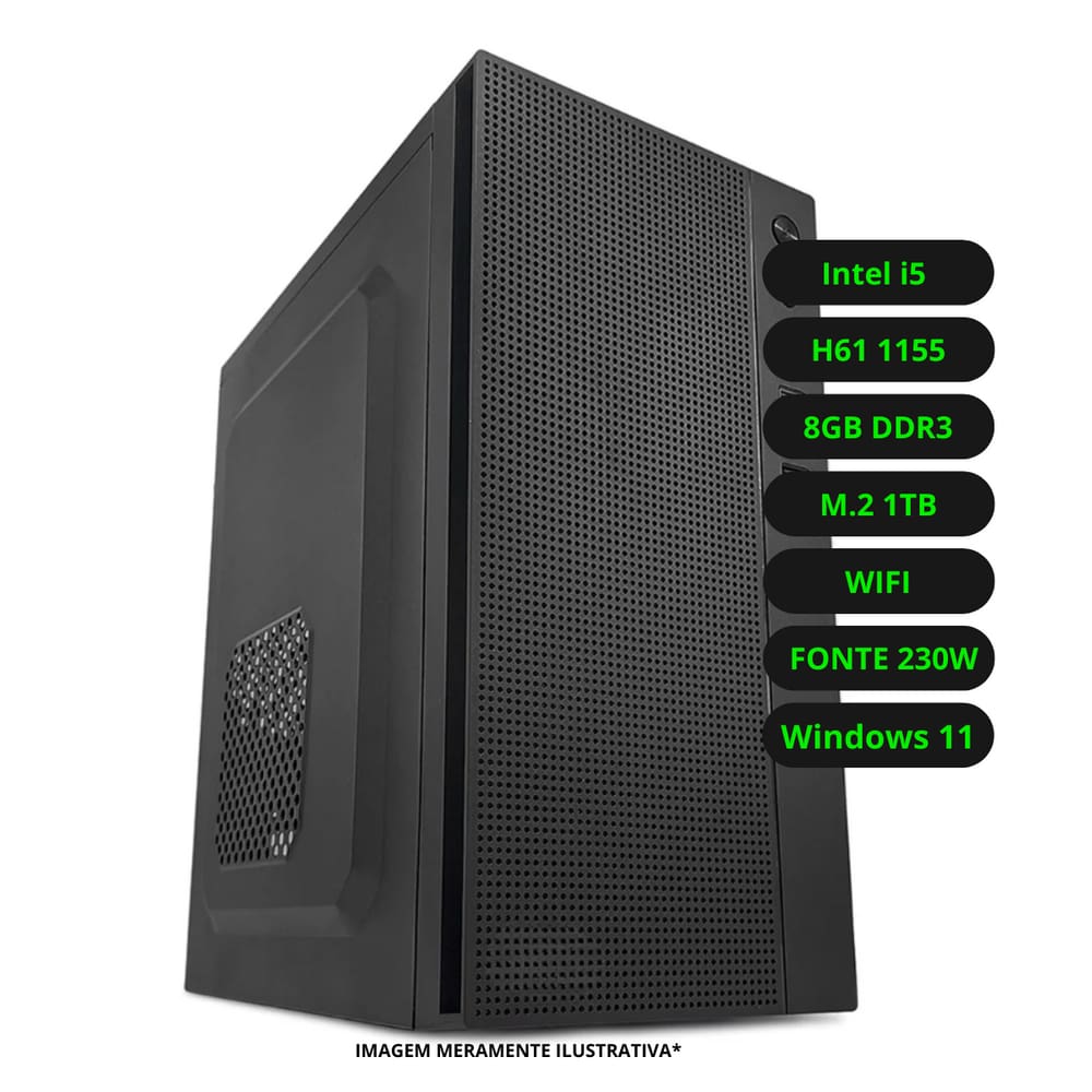 Computador CPU Intel Core i5 8GB DDR3 SSD 1TB Wifi Fonte 230w Bivolt Windows