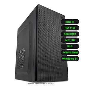 Computador CPU Intel Core i5 8GB DDR3 SSD 1TB Wifi Fonte 230w Bivolt Windows