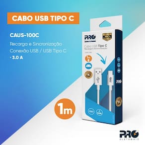Cabo Usb Tipo C Para Celular Smartphone Com 1 Metro - Caus-100c Proeletronic [F083]