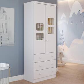 Guarda Roupa Infantil 2 Portas 3 Gavetas 100% MDF Uli Móveis Peroba