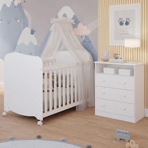 Quarto de Bebê Completo Berço Americano Uli Gaveteiro Smim 3 Gavetas 100% MDF