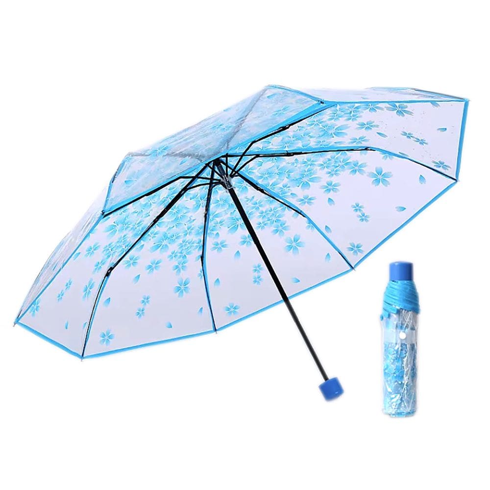 Guarda Chuva Romântico Dobrável Transparente Sakura Flor Cerejeira - Casamento Viagem Presente