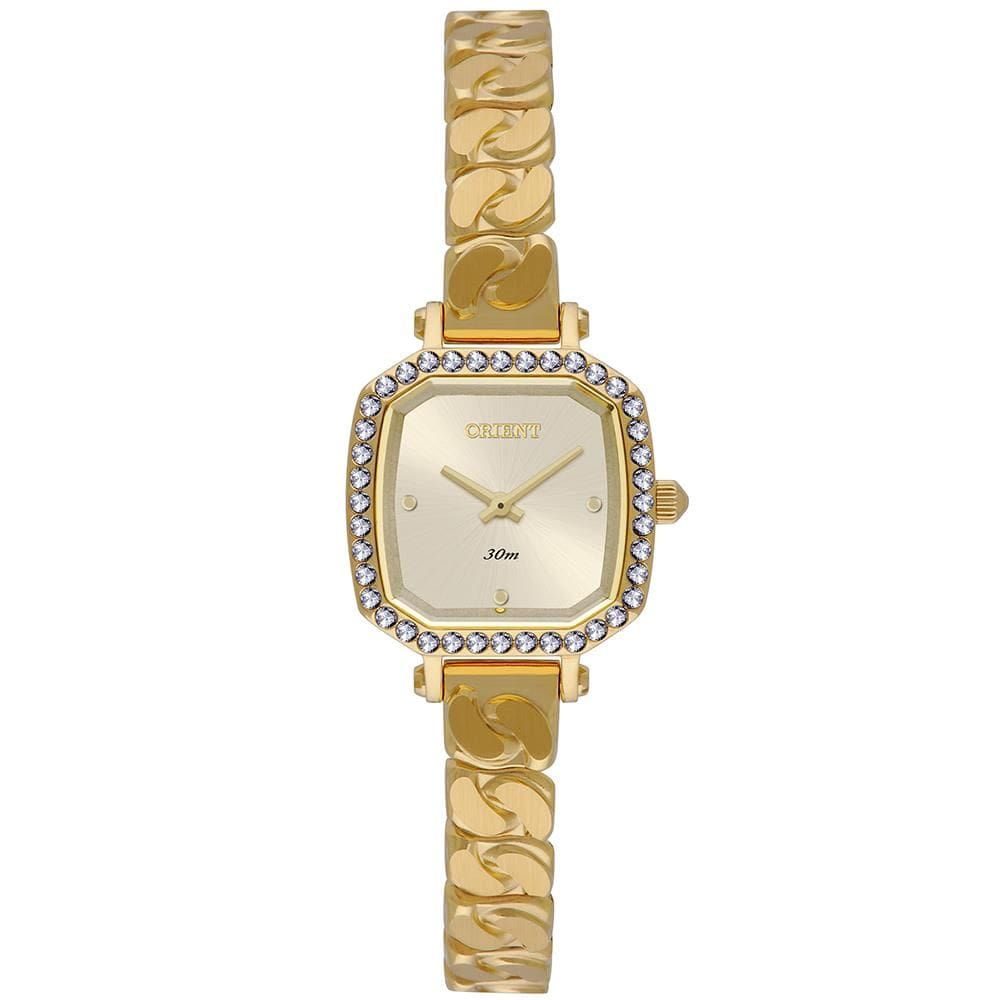 Relógio Orient Feminino Ref: Lgss0062 C1kx Retangular Dourado