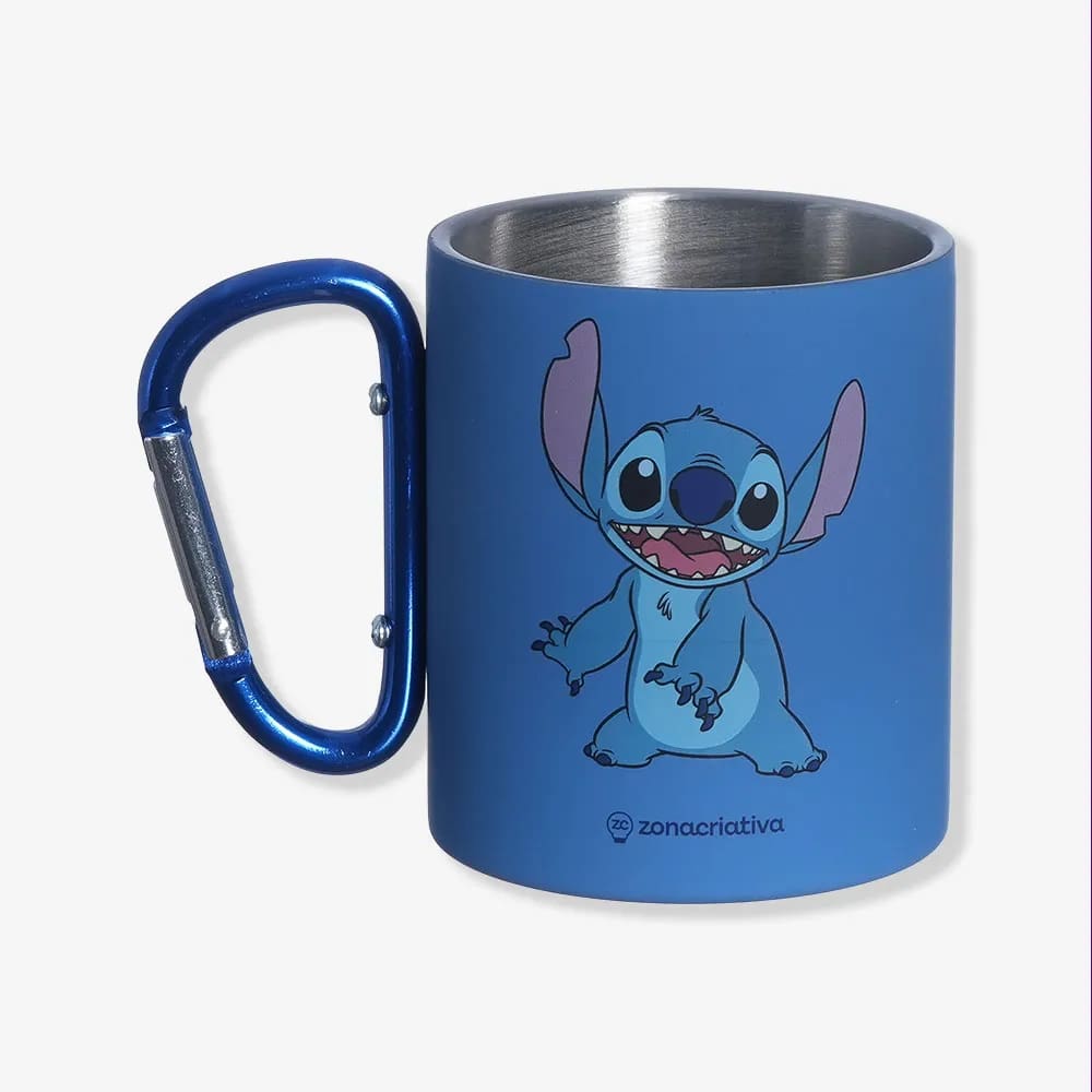 Caneca Mosquetão 300Ml Stitch  Disney