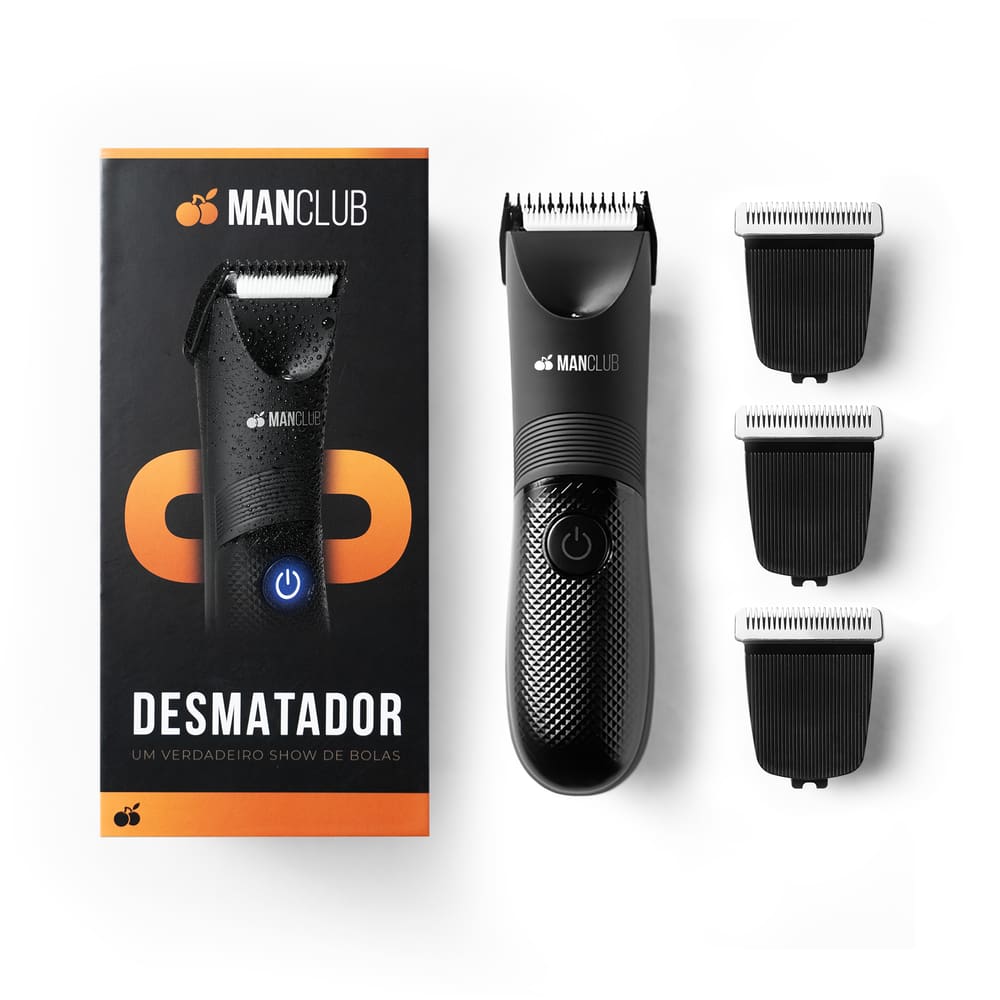 MANCLUB® Kit Higiene Máxima com: O Desmatador® e 3 Lâminas de Cerâmica com Tecnologia Anti-Cortes - Aparador Elétrico Região Íntima e Pelos Corporais