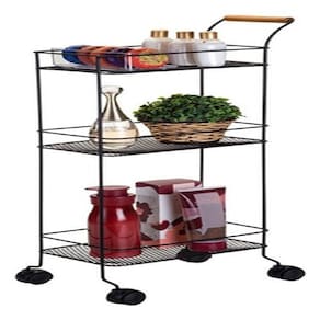 Carrinho Organizador Multiuso 3 Cestos 76x22x30cm - Preto