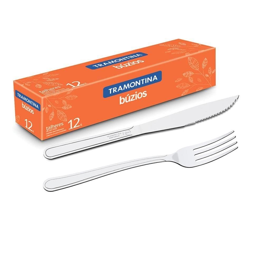 Faca e Garfo Tramontina Churrasco 4 Búzios Aço Inox 600 Peças Tramontina 23750004X300-23762000X300