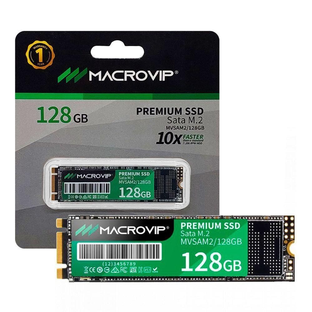 Ssd 128gb Macrovip, M.2 2280, Sata 3 (6gb/s), Leitura 560mb/s, Gravação 425mb/s - Mvsam2/128gb