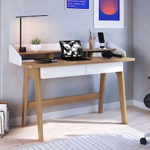 Escrivaninha 2 Gavetas 139cm Home Office Flexus Hanover/Branco