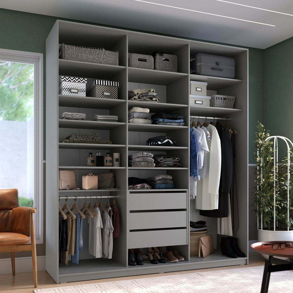 Closet Casal 100% Mdf Bp 3 Vaos 3 Gavetas Sion Urbi