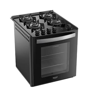 Fogão de Embutir 4 Bocas Preto com Mesa de Vidro Dako Supreme Glass Bivolt