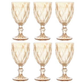Cj 6 Taças p/ Água 325ml de Vidro Ambar Metalizado Diamond - Lyor