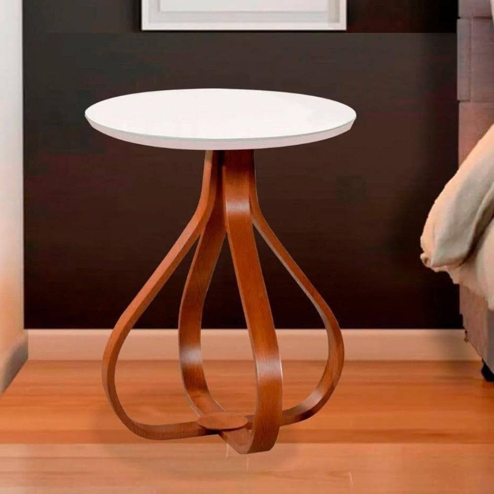 Mesa de Canto Bella Redonda 60 Cm Off White