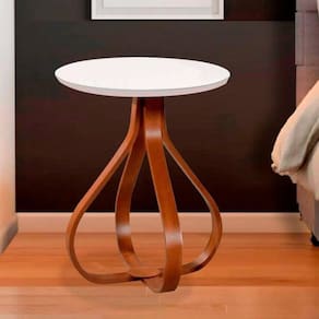 Mesa de Canto Bella Redonda 60 Cm Off White