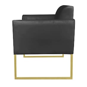 Kit 02 Poltronas Marisa Preto Base Dourado