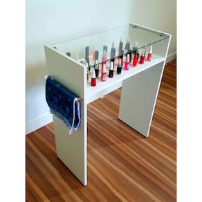 Mesa Manicure Esmalteiro Porta Toalha Tampo Vidro Temperado