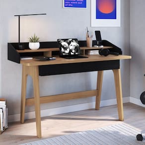 Escrivaninha 2 Gavetas 139cm Home Office Nero Flexus Hanover