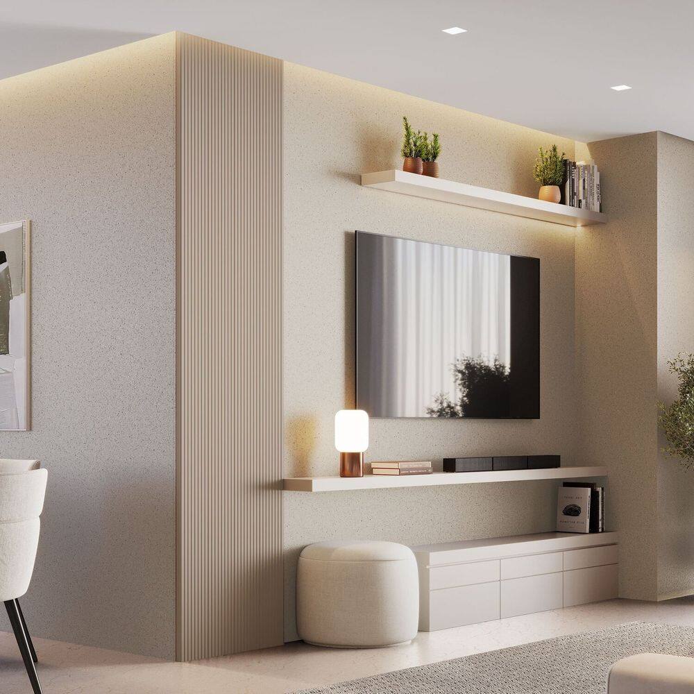 Painel Ripado Decorativo Toquio 100% Mdf em Placa 58x250x3,3 Bege
