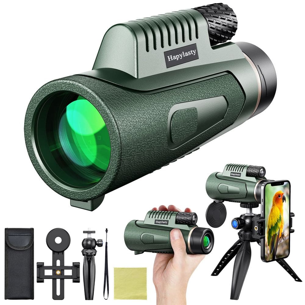 Telescópio monocular Hapylasty 12x50 HD com adaptador de smartphone